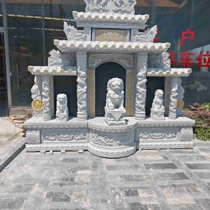 南宁芝麻白中国黑石材套墓 花岗岩墓碑